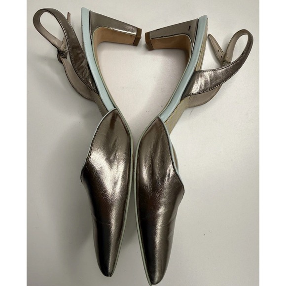 Boden Millie Slingback in Metallic Pewter Size 38.5 Kitten Heel - Picture 3 of 14